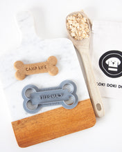 Load image into Gallery viewer, &quot;Happy Camper&quot; &amp; &quot;Camp Life&quot; Dog Bone Shaped Cookie Cutter
