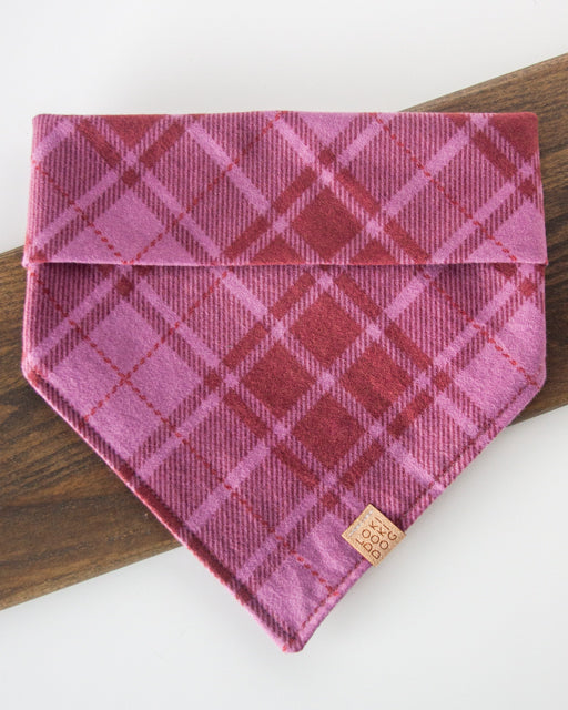 Mulberry Plaid Flannel Dog Bandana (Personalization Available)