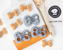 Load image into Gallery viewer, NEW YEAR WISHES Small Dog Bone Shaped Cookie Cutters (3 Styles -BUNDLE AVAILABLE)
