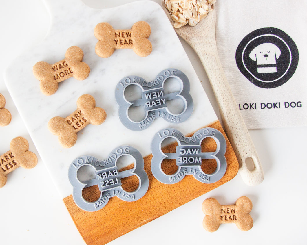 NEW YEAR WISHES Small Dog Bone Shaped Cookie Cutters (3 Styles -BUNDLE AVAILABLE)