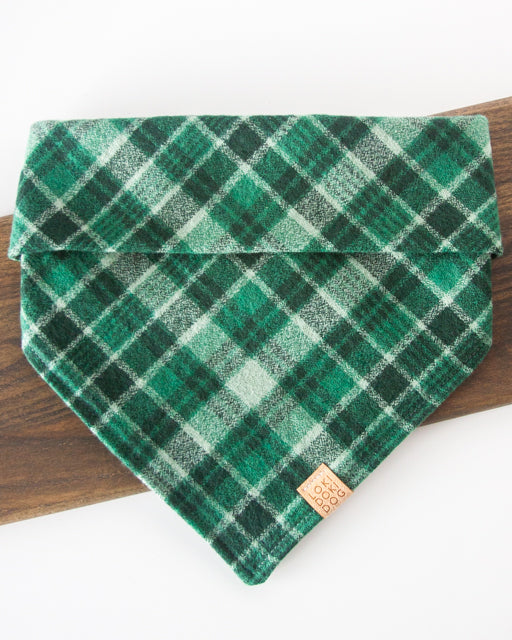 Forest Green Plaid Flannel Dog Bandana (Personalization Available)