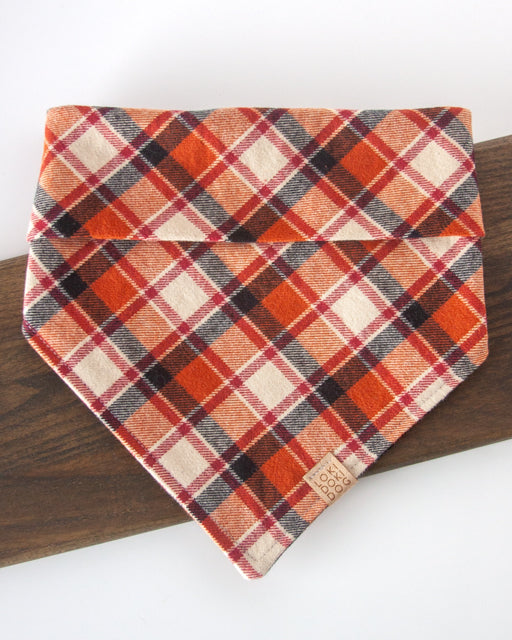 Chestnut Flannel Plaid Dog Bandana (Personalization Available)