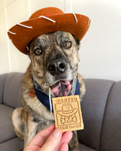 Load image into Gallery viewer, &quot;Wanted, Treat Bandit&quot; Wild West Outlaw Poster Shaped Dog Cookie Cutter
