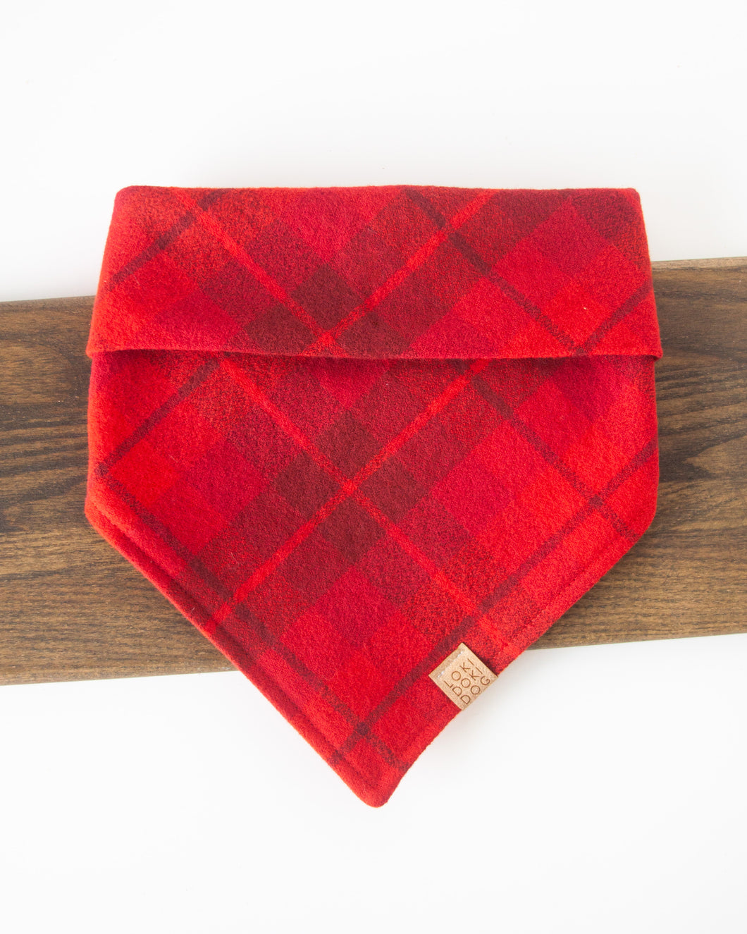 Holiday Red Plaid Flannel Dog Bandana (Personalization Available)