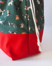 Load image into Gallery viewer, Personalized Dog Santa Sack with Dog Print &amp; Red Canvas Bottom (Personalized with Embroidery)
