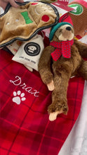 Load and play video in Gallery viewer, Personalized Dog Santa Sack Gift Bag with Red Flannel Plaid (Personalized with Embroidery)
